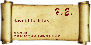 Havrilla Elek névjegykártya